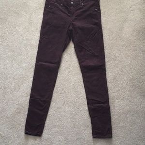 Eggplant colored The Legging Super Skinny AG Jeans